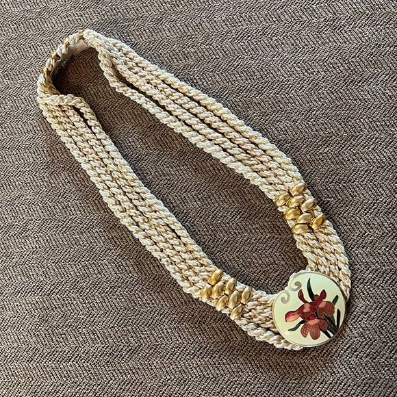 Accessories Vintage Rope Belt With Gold Metal Accents And Ornate